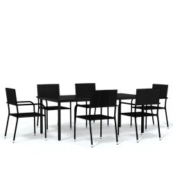 vidaXL Juego de comedor para jardín 7 piezas negro