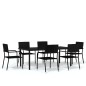 vidaXL Juego de comedor para jardín 7 piezas negro