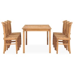 vidaXL Juego de comedor para jardín 7 piezas madera maciza de teca