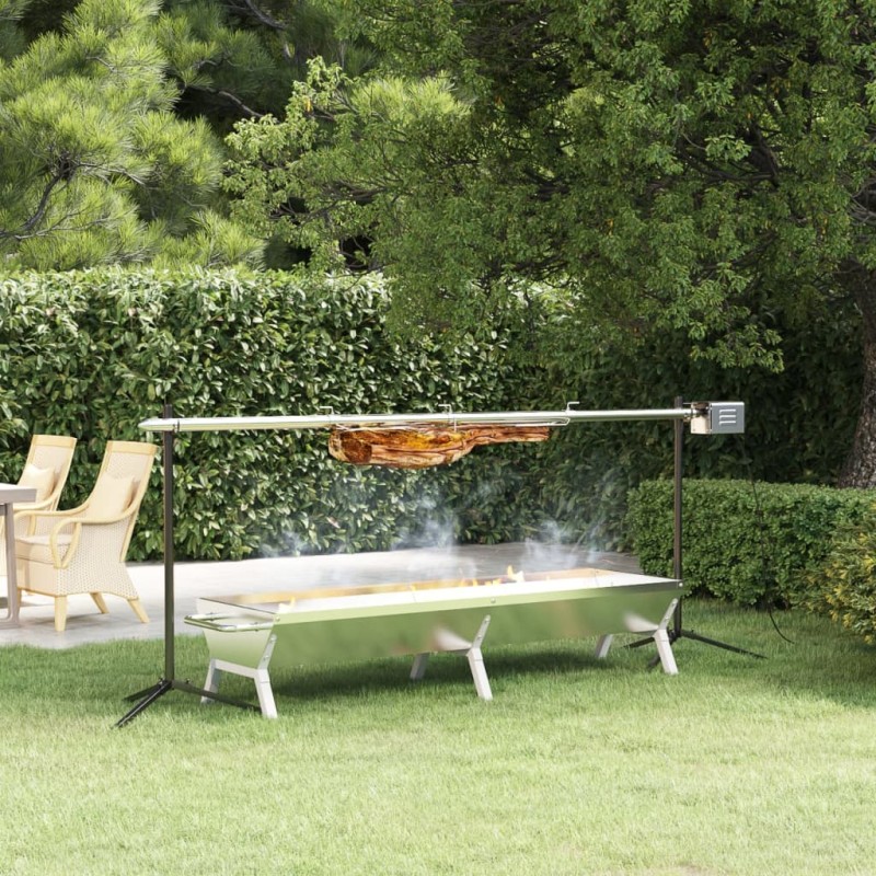 vidaXL Juego de barbacoa automática y bandeja acero inoxidable vidaXL Juego de barbacoa automática y bandeja acero inoxidable