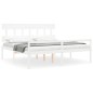 vidaXL Cama personas mayores cabecero madera maciza blanco 200x200 cm vidaXL Cama personas mayores cabecero madera maciza blanco 200x200 cm
