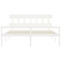 vidaXL Cama personas mayores cabecero madera maciza blanco 200x200 cm vidaXL Cama personas mayores cabecero madera maciza blanco 200x200 cm