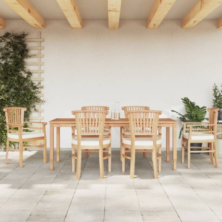 vidaXL Juego de comedor de jardín 7 piezas madera maciza de teca