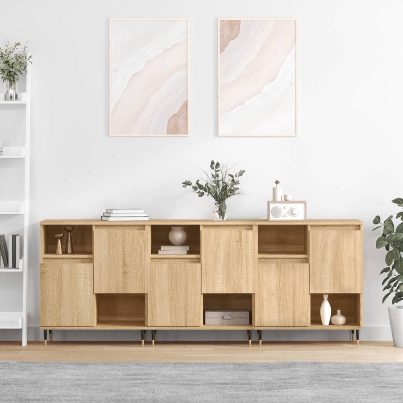 vidaXL Aparadores 3 uds madera contrachapada color roble sonoma vidaXL Aparadores 3 uds madera contrachapada color roble sonoma