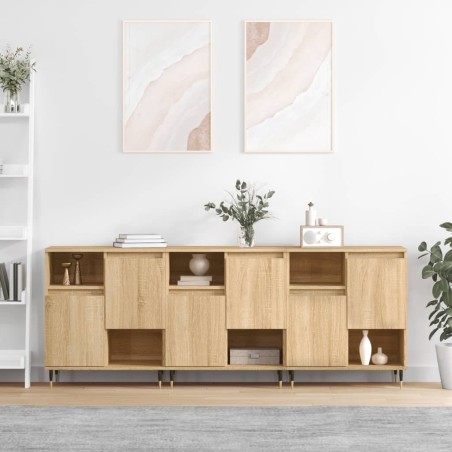 vidaXL Aparadores 3 uds madera contrachapada color roble sonoma