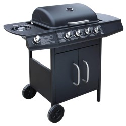 vidaXL Barbacoa grill de gas 4+1 quemadores negra