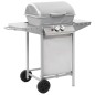 vidaXL Barbacoa portátil de gas con 2 zonas plateada acero inoxidable vidaXL Barbacoa portátil de gas con 2 zonas plateada acero inoxidable