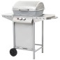 vidaXL Barbacoa portátil de gas con 2 zonas plateada acero inoxidable vidaXL Barbacoa portátil de gas con 2 zonas plateada acero inoxidable