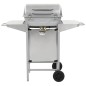 vidaXL Barbacoa portátil de gas con 2 zonas plateada acero inoxidable vidaXL Barbacoa portátil de gas con 2 zonas plateada acero inoxidable