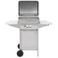 vidaXL Barbacoa portátil de gas con 2 zonas plateada acero inoxidable vidaXL Barbacoa portátil de gas con 2 zonas plateada acero inoxidable