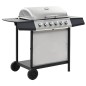 vidaXL Barbacoa portátil de gas con 6 zonas plateada acero inoxidable vidaXL Barbacoa portátil de gas con 6 zonas plateada acero inoxidable