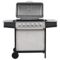 vidaXL Barbacoa portátil de gas con 6 zonas plateada acero inoxidable vidaXL Barbacoa portátil de gas con 6 zonas plateada acero inoxidable