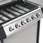 vidaXL Barbacoa portátil de gas con 6 zonas plateada acero inoxidable vidaXL Barbacoa portátil de gas con 6 zonas plateada acero inoxidable