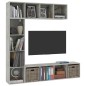 vidaXL Mueble de TV y librería 3 piezas gris hormigón 180x30x180 cm vidaXL Mueble de TV y librería 3 piezas gris hormigón 180x30x180 cm