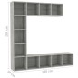 vidaXL Mueble de TV y librería 3 piezas gris hormigón 180x30x180 cm vidaXL Mueble de TV y librería 3 piezas gris hormigón 180x30x180 cm