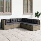 vidaXL Set de muebles de jardín 5 pzas y cojines ratán sintético gris vidaXL Set de muebles de jardín 5 pzas y cojines ratán sintético gris