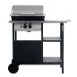vidaXL Barbacoa portátil de gas con mesita 3 estantes negro y plateado vidaXL Barbacoa portátil de gas con mesita 3 estantes negro y plateado