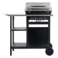 vidaXL Barbacoa portátil de gas con mesita 3 estantes negro y plateado vidaXL Barbacoa portátil de gas con mesita 3 estantes negro y plateado