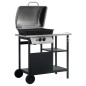 vidaXL Barbacoa portátil de gas con mesita 3 estantes negro y plateado vidaXL Barbacoa portátil de gas con mesita 3 estantes negro y plateado