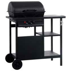 vidaXL Barbacoa portátil de gas con mesita de 3 estantes negro