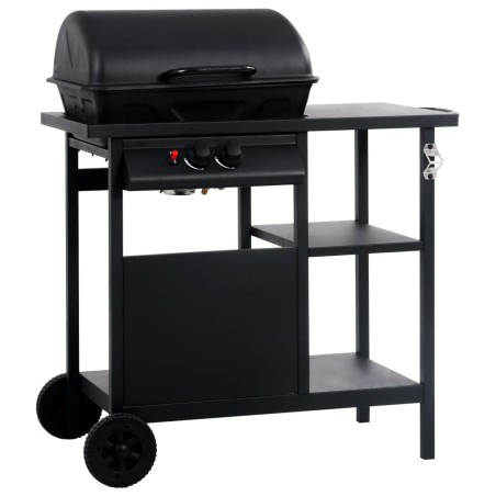 vidaXL Barbacoa portátil de gas con mesita de 3 estantes negro