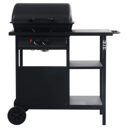 vidaXL Barbacoa portátil de gas con mesita de 3 estantes negro