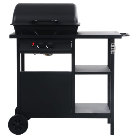 vidaXL Barbacoa portátil de gas con mesita de 3 estantes negro
