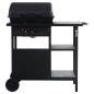 vidaXL Barbacoa portátil de gas con mesita de 3 estantes negro vidaXL Barbacoa portátil de gas con mesita de 3 estantes negro