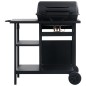 vidaXL Barbacoa portátil de gas con mesita de 3 estantes negro vidaXL Barbacoa portátil de gas con mesita de 3 estantes negro