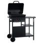 vidaXL Barbacoa portátil de gas con mesita de 3 estantes negro vidaXL Barbacoa portátil de gas con mesita de 3 estantes negro