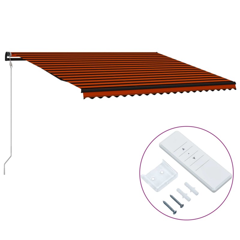 vidaXL Toldo retráctil automático naranja y marrón 500x300 cm vidaXL Toldo retráctil automático naranja y marrón 500x300 cm