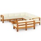 vidaXL Muebles de jardín 9 pzas cojines blanco crema madera de acacia 