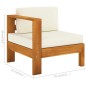 vidaXL Muebles de jardín 9 pzas cojines blanco crema madera de acacia 