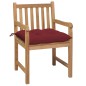 vidaXL Sillas de jardín 2 uds madera de teca con cojines rojo tinto vidaXL Sillas de jardín 2 uds madera de teca con cojines rojo tinto