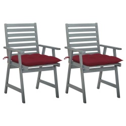 vidaXL Sillas de comedor jardín 2 uds madera maciza acacia con cojines