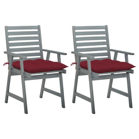 vidaXL Sillas de comedor jardín 2 uds madera maciza acacia con cojines