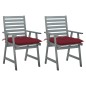 vidaXL Sillas de comedor jardín 2 uds madera maciza acacia con cojines vidaXL Sillas de comedor jardín 2 uds madera maciza acacia con cojines