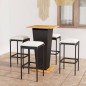 vidaXL Set de muebles de bar de jardín 5 pzas y cojines ratán PE negro vidaXL Set de muebles de bar de jardín 5 pzas y cojines ratán PE negro