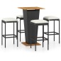 vidaXL Set de muebles de bar de jardín 5 pzas y cojines ratán PE negro vidaXL Set de muebles de bar de jardín 5 pzas y cojines ratán PE negro