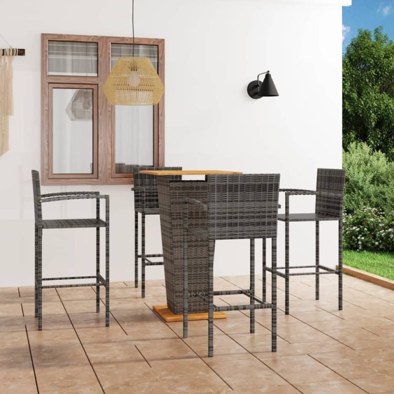 vidaXL Conjunto de bar para jardín 5 piezas gris vidaXL Conjunto de bar para jardín 5 piezas gris