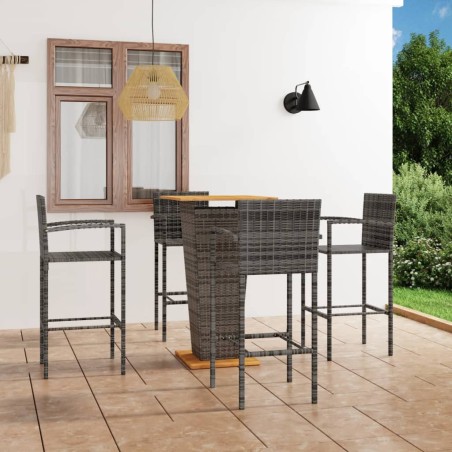 vidaXL Conjunto de bar para jardín 5 piezas gris