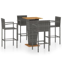 vidaXL Conjunto de bar para jardín 5 piezas gris