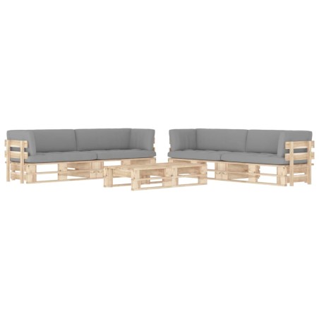 vidaXL Muebles de palets 6 pzas y cojines madera pino impregnada