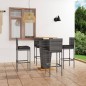 vidaXL Set de muebles de bar de jardín 5 pzas y cojines ratán PE gris vidaXL Set de muebles de bar de jardín 5 pzas y cojines ratán PE gris