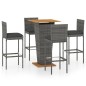 vidaXL Set de muebles de bar de jardín 5 pzas y cojines ratán PE gris vidaXL Set de muebles de bar de jardín 5 pzas y cojines ratán PE gris