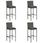 vidaXL Set de muebles de bar de jardín 5 pzas y cojines ratán PE gris vidaXL Set de muebles de bar de jardín 5 pzas y cojines ratán PE gris