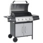 vidaXL Barbacoa grill de gas 4+1 quemadores negra y plateada vidaXL Barbacoa grill de gas 4+1 quemadores negra y plateada