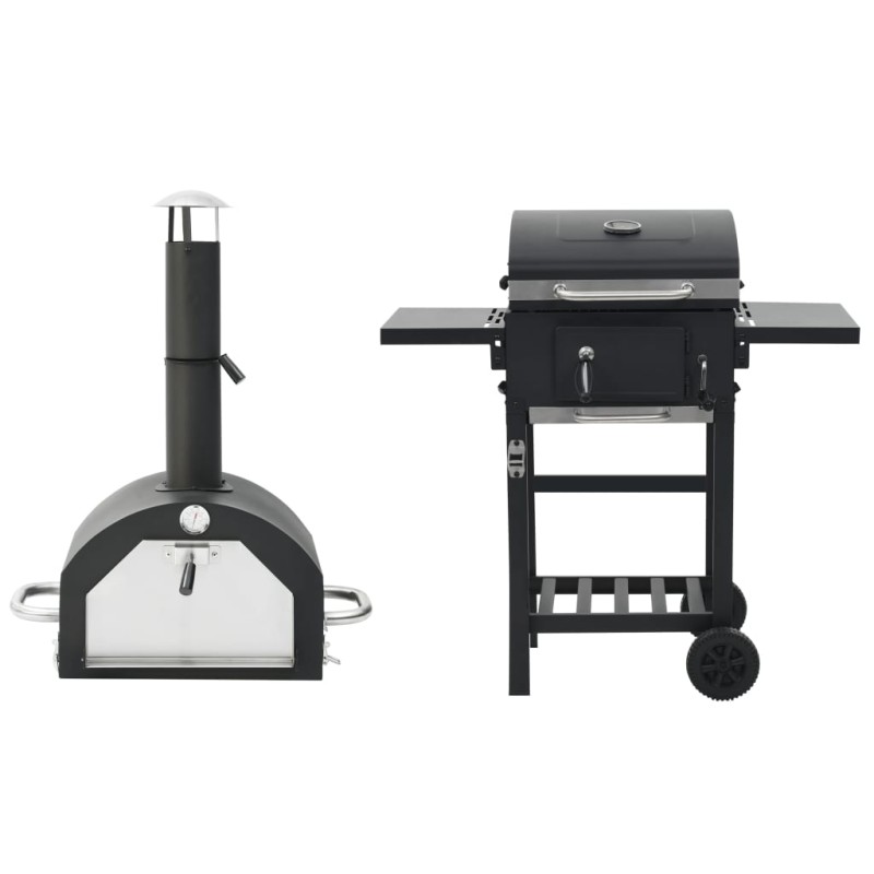 vidaXL Horno para pizza y barbacoa al aire libre 3 en 1 negro vidaXL Horno para pizza y barbacoa al aire libre 3 en 1 negro