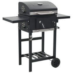 vidaXL Horno para pizza y barbacoa al aire libre 3 en 1 negro