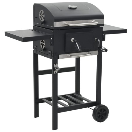 vidaXL Horno para pizza y barbacoa al aire libre 3 en 1 negro